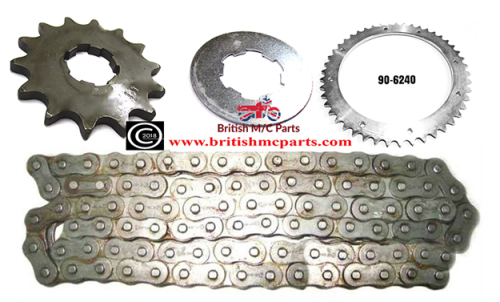 Front & Rear Sprocket and Chain BSA BANTAM D7 D10 D14 B175 90-0299  90-6240 